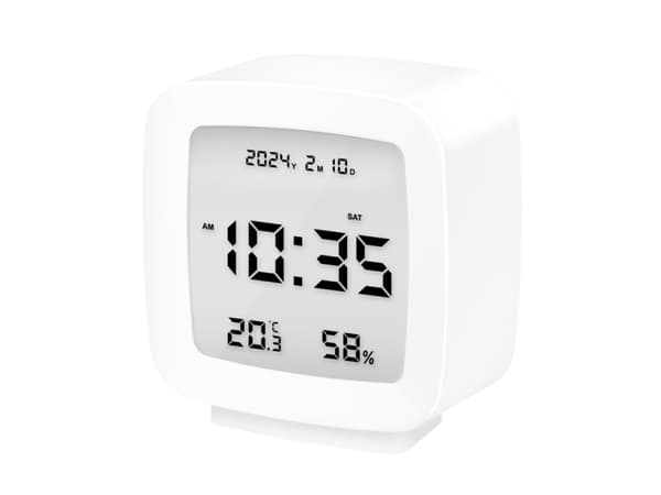 Digital vekkerklokke med dato, temp, fuktighet