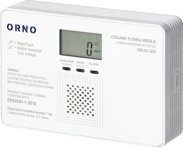 Savio Orno paristohiilimonoksidianturi, 9V, 7 vuoden käyttöikä, EN 50291-1:2018