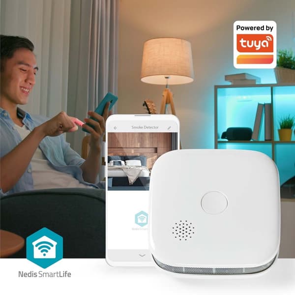 Nedis SmartLife Rökdetektor | Wi-Fi | Batteridriven | Givarlivscykel: 10 år | EN 14604 | Max. batteritid: 24 Månader | 85 dB | Vit | 3 st