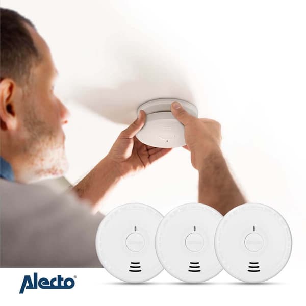 Alecto Rökdetektor med ljuddämpande knapp 3x