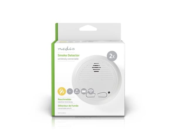 Nedis DTCTSC10WT2, Luft-prøve detektor, Ledning & Trådløs, Hvit, 85 dB, 10 år, Batteri