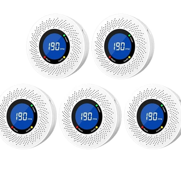 Kuldioxiddetektor, Skærmdisplay, Batteridrevet,5-PCS