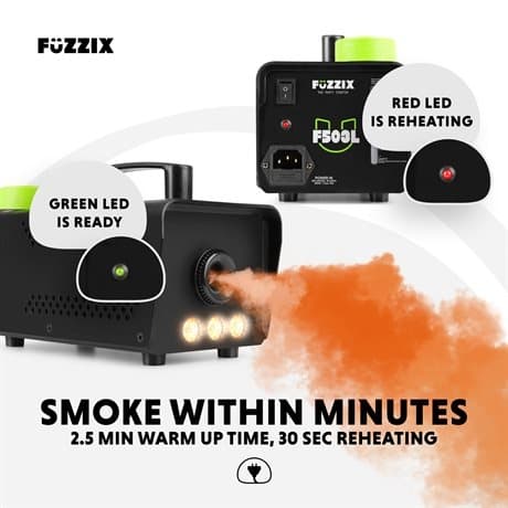 Fuzzix F500S Party rökmaskin 500 Watt - med trådlös fjärrkontroll - inkl 250ml rökvätska