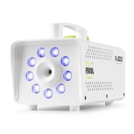 Fuzzix F509LW Party Rökmaskin 500 Watt med 9 RGB lysdioder och trådlös fjärrkontroll - vit