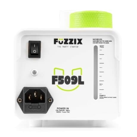 Fuzzix F509LW Party Rökmaskin 500 Watt med 9 RGB lysdioder och trådlös fjärrkontroll - vit