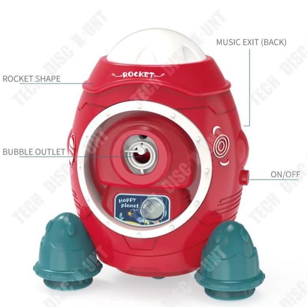 TD® Aviation Rocket Electric Bubble Blowing Machine kommer med glad musikalisk atmosfär och cool belysning.