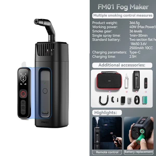 Tågeproducent, 40W effekt, 36 justerbare røgniveauer, genopladeligt batteri,R001 Fuldt Sæt
