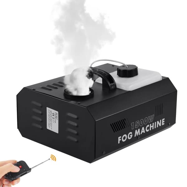 1500W tågemaskine, fjernbetjening, DMX-kontrol, 10 minutters opvarmningstid,1 stk, EU stik