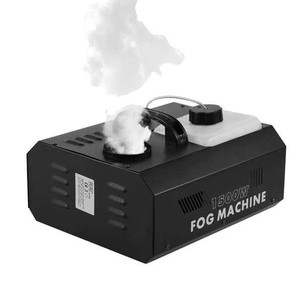 1500W tågemaskine, fjernbetjening, DMX-kontrol, 10 minutters opvarmningstid,1 stk, EU stik