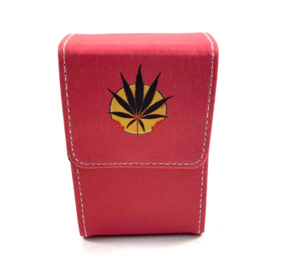 Belt Cigarette case - Rosa/ Röd löv sol