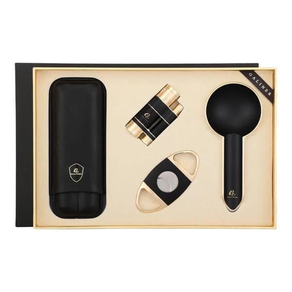 Lyxig cigarrset, metallask, lädercigarrväska,TC-79B = TC-79B