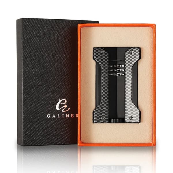 Lyxig Butan Cigarettändare, Kolfiberfinish, Precision Jetlåga,svart