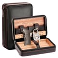 Miniatyrbillede 1 af 2: Bærbar Cigar Humidor, Læder- og Cedertræsbyggeri, Inkluderer Cutter og Lighter,Med Cutter Lighter