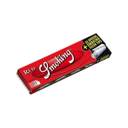Rygende røde rullepapirer med filtre 33 stk.