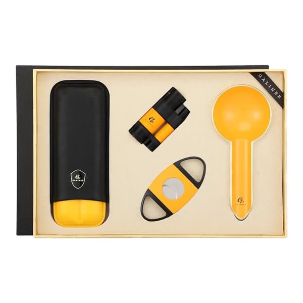 Lyxig cigarrset, metallask, lädercigarrväska,TC-79Y