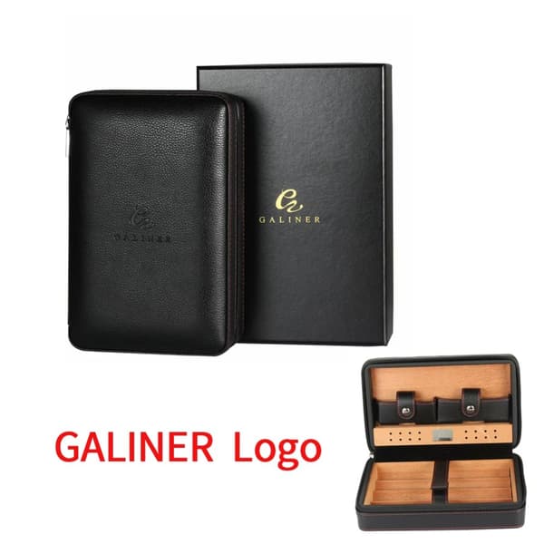 Cigarrhumidor Resväska, Hållbar Läder, Rymmer 4 Cigarrer,SVART2