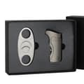 Miniatyrbillede 2 af 2: Lettere sæt, vindtæt lighter, cigar cutter, C Logo Silver Set