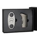 Miniatyrbillede 1 af 2: Lettere sæt, vindtæt lighter, cigar cutter, C Logo Silver Set