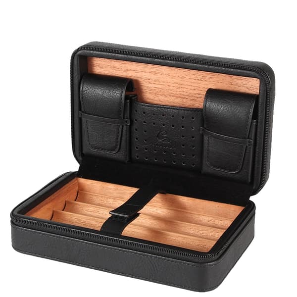 Resehumidor, läderfodral, cederträask, endast humidor