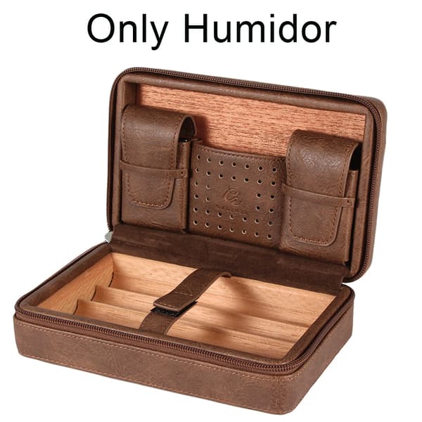 Resehumidor, läderfodral, cederträask, endast humidor