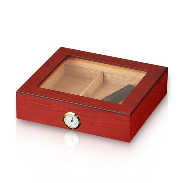 Humidor cigarrlåda, cederträkonstruktion, bärbar hygrometer, Stil 3
