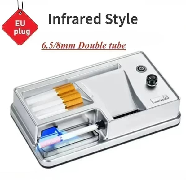 Elektrisk Automatisk Cigaret Rullemaskine, Dobbelt Rørkapacitet, Rustfrit Stål, Brugervenligt Design,Hvid infrarød stil