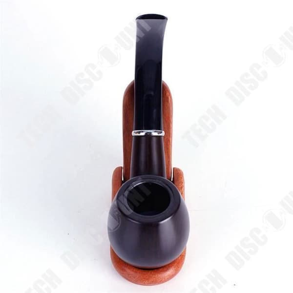 TD® Ebony Poled Resin Pipe med Ring, Vintage Hammer Craft, Retro Smooth Curved Smoking Pipe