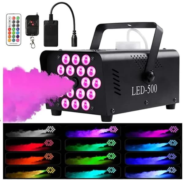 Disco Färgglad Rökmaskin, 500W Effekt, 3000 CUFT/min Utmatning,EU-plugg, 500W 18 LED