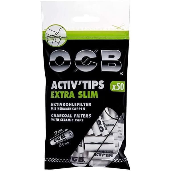 Påse med 50 OCB Activ'Tips Extra Slim 6mm filter