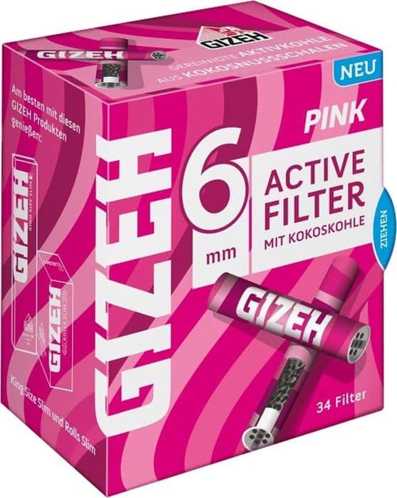 Cigarettfilter Gizeh raucherbedarf gmbh - 20224 - Gizeh Pink Activ Filter 6 mm Lot med 10 kartonger med 34 filter