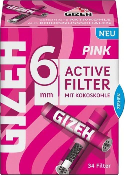 Cigarettfilter Gizeh raucherbedarf gmbh - 20224 - Gizeh Pink Activ Filter 6 mm Lot med 10 kartonger med 34 filter