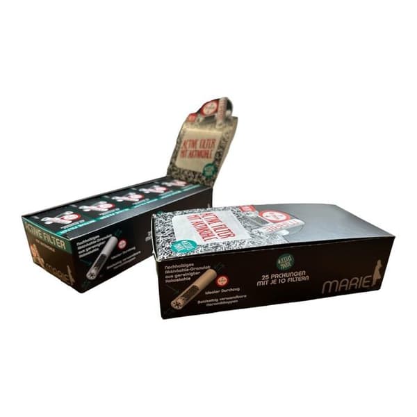 Marie cigarettfilter - 20587 - Aktivt kolfilter 8 mm 50 x 10 Pappersfilter