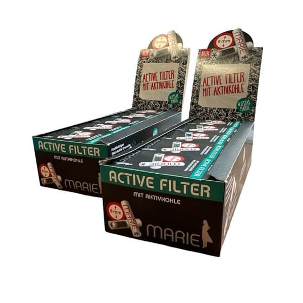 Marie cigarettfilter - 20587 - Aktivt kolfilter 8 mm 50 x 10 Pappersfilter