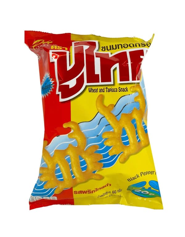 Krispig Snacks Med Svart Pepper Smak 55g Puthai Thailand