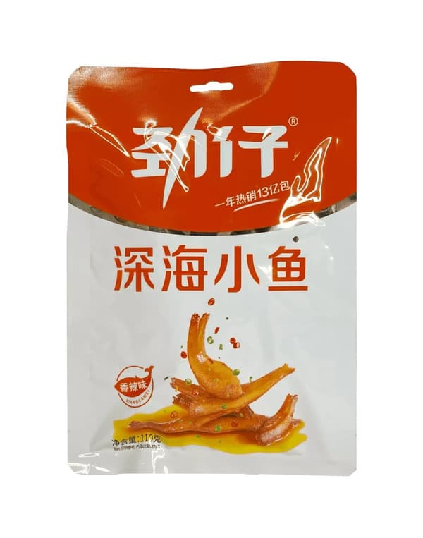 Snacks Friterad Ansjovis Stark Smak 110g XIang La Jin Zai Kina