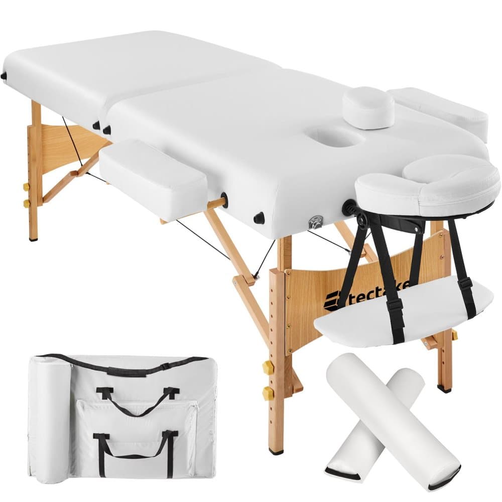 Massagebriks med 2 zoner, 7,5cm polstring + ruller + polstring hvid
