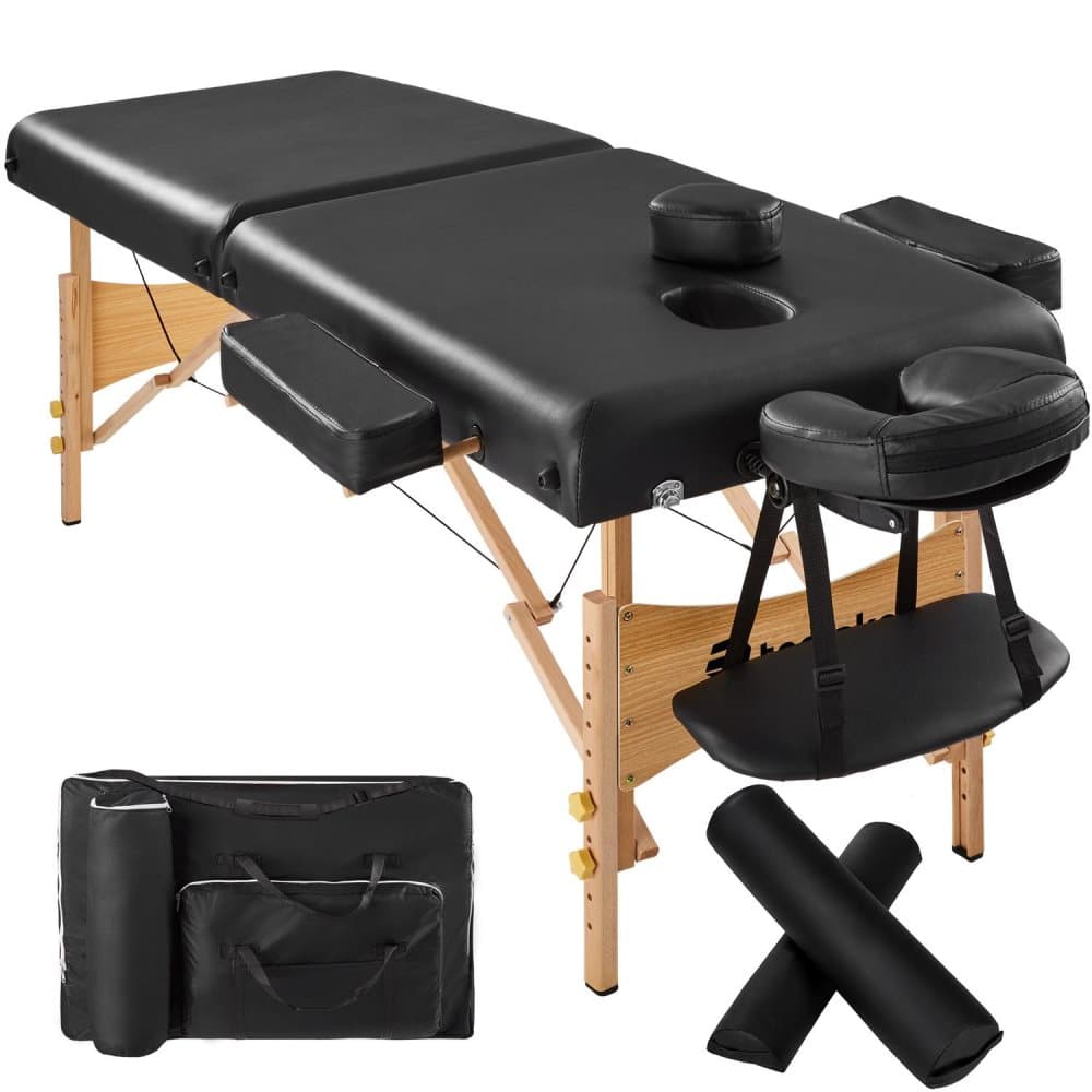 Massagebriks med 2 zoner, 7,5cm polstring + ruller + polstring - sort