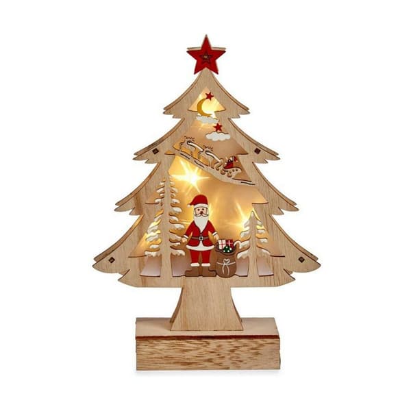 Juletræ Lys 3D 5 x 23 x 16 cm Rød Træ Brun Hvid