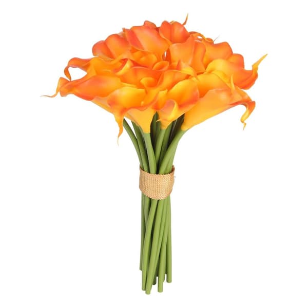 12kpl keinotekoisia alla liljoja, 36 cm pitkät keinotekoiset Calla liljat varrella häihin, morsiuskimppu, kodin sisustus, oranssi