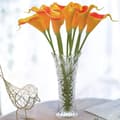 Pikkukuva 5 / 10: 12kpl keinotekoisia alla liljoja, 36 cm pitkät keinotekoiset Calla liljat varrella häihin, morsiuskimppu, kodin sisustus, oranssi