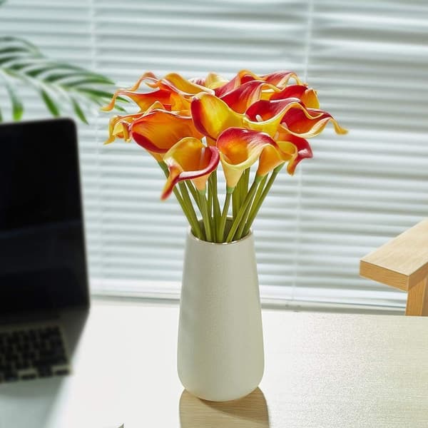 12kpl keinotekoisia alla liljoja, 36 cm pitkät keinotekoiset Calla liljat varrella häihin, morsiuskimppu, kodin sisustus, oranssi