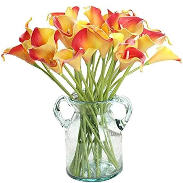12kpl keinotekoisia alla liljoja, 36 cm pitkät keinotekoiset Calla liljat varrella häihin, morsiuskimppu, kodin sisustus, oranssi