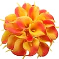 Pikkukuva 1 / 10: 12kpl keinotekoisia alla liljoja, 36 cm pitkät keinotekoiset Calla liljat varrella häihin, morsiuskimppu, kodin sisustus, oranssi