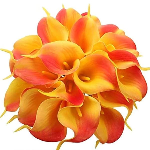 12kpl keinotekoisia alla liljoja, 36 cm pitkät keinotekoiset Calla liljat varrella häihin, morsiuskimppu, kodin sisustus, oranssi