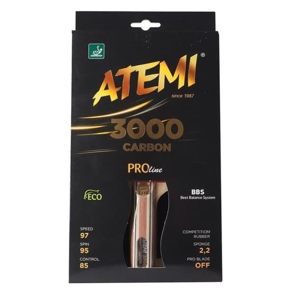 ATEMI 3000 Pro Carbon Anatomical Svarta och Röda tennisracketar - Vuxen