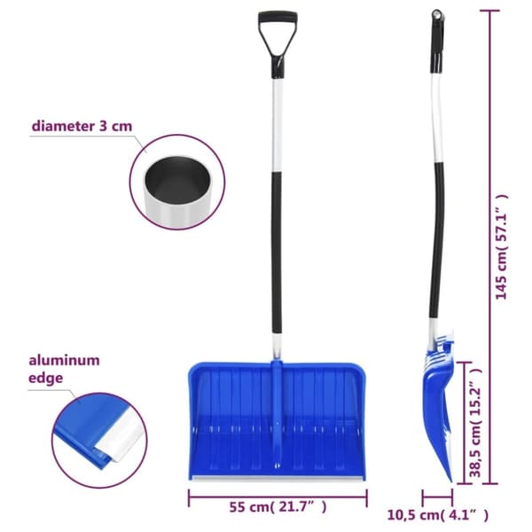 vidaXL Lumilapio sininen 136 cm alumiini
