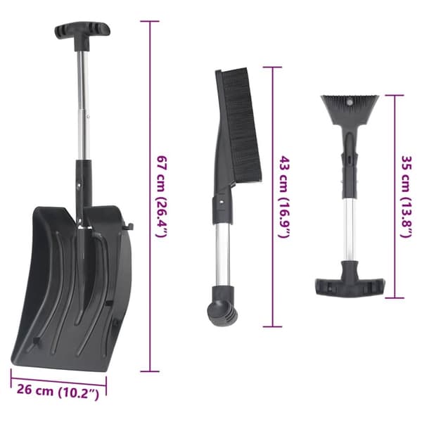 vidaXL Snöspade set 3-i-1 svart aluminium