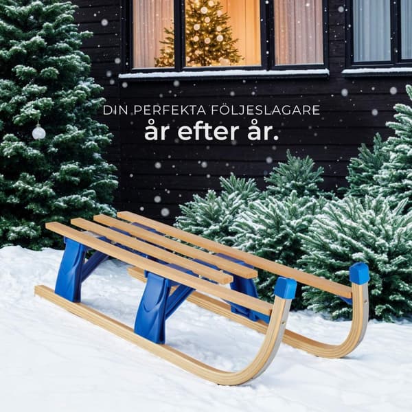 Hopfällbar kälke Jeffrey med draglina - brun