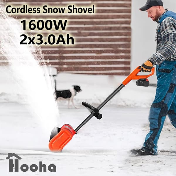 Trådløs Sne Skovl, 1600W Effekt, 8m Kastafstand,EU, Elektrisk
