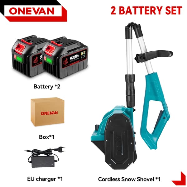 Elektrisk Snöskyffel, 2500W Borstlös Motor, 588VF Batteri,2 Batteri EU Kontakt, Elektrisk